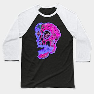 Skull Dark Teal and Dark Magenta Baseball T-Shirt